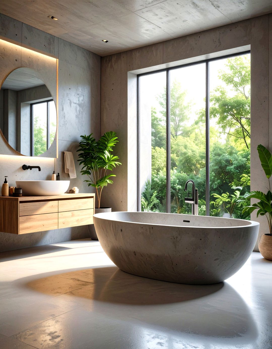 Industrial Bathroom Concrete Freestanding Bathtub - 20 Industrial Bathroom Ideas