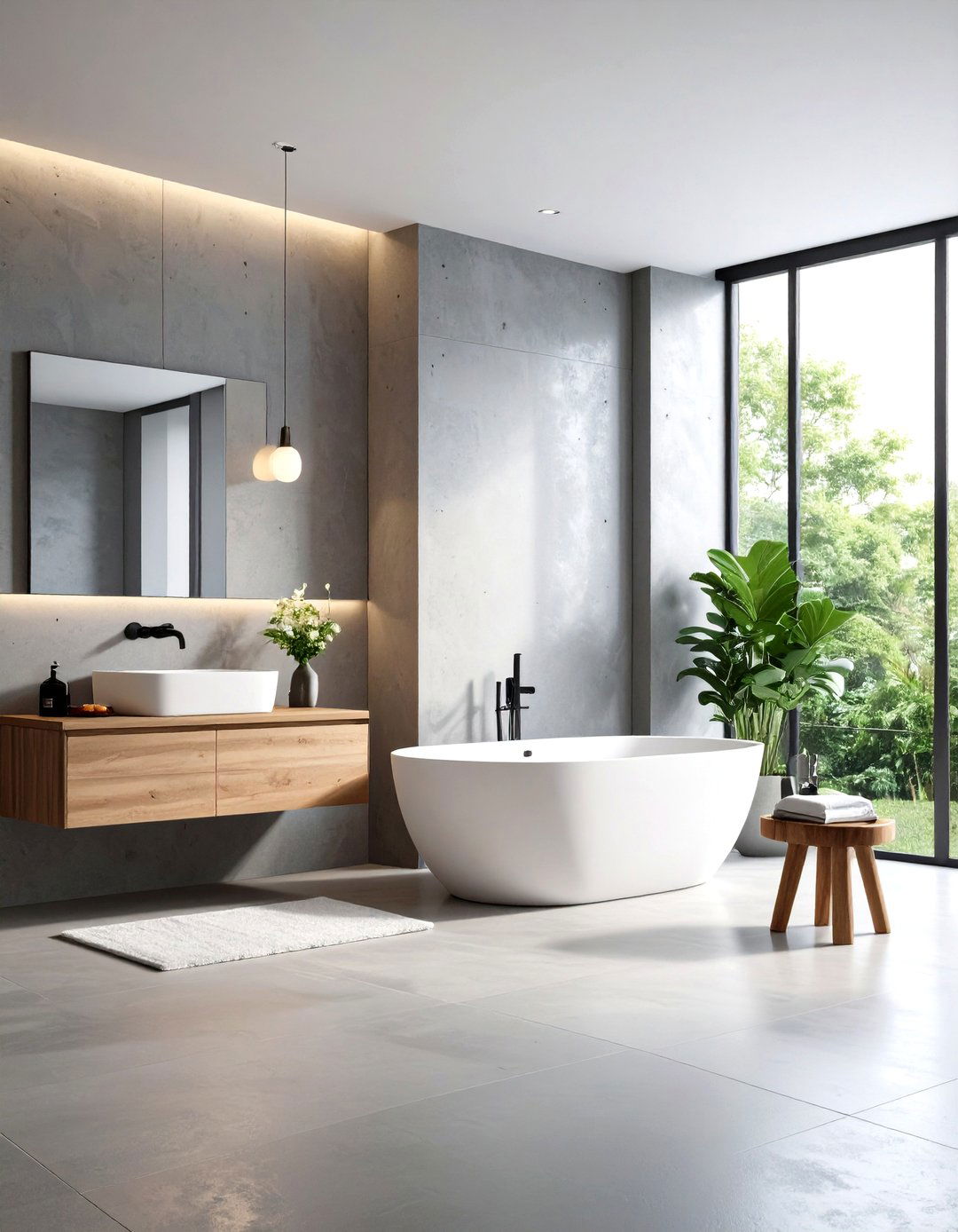 Industrial Bathroom Concrete Wall Treatment - 20 Industrial Bathroom Ideas