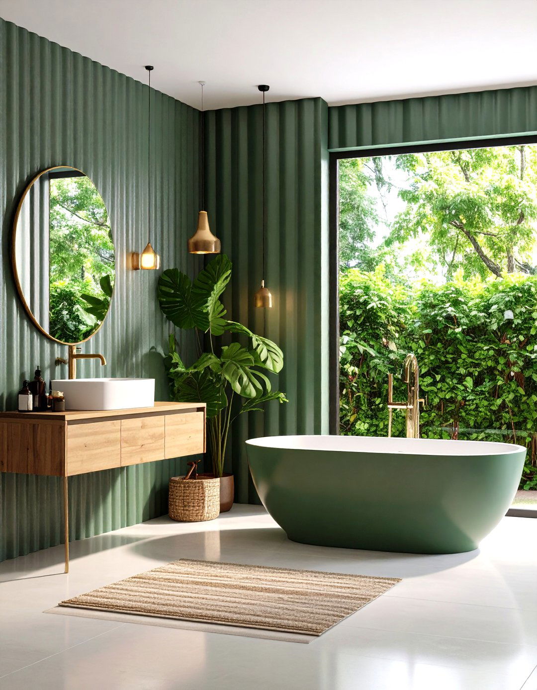 Industrial Bathroom Corrugated Metal Accent Wall - 20 Industrial Bathroom Ideas