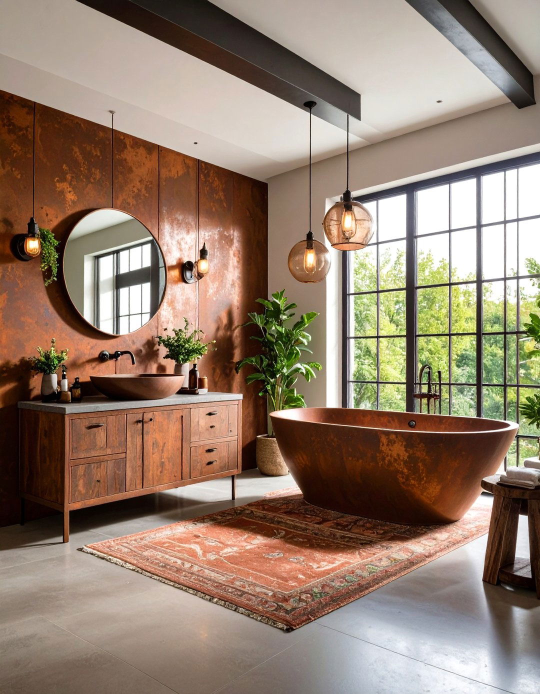 Industrial Bathroom Corten Steel Accent Elements - 20 Industrial Bathroom Ideas