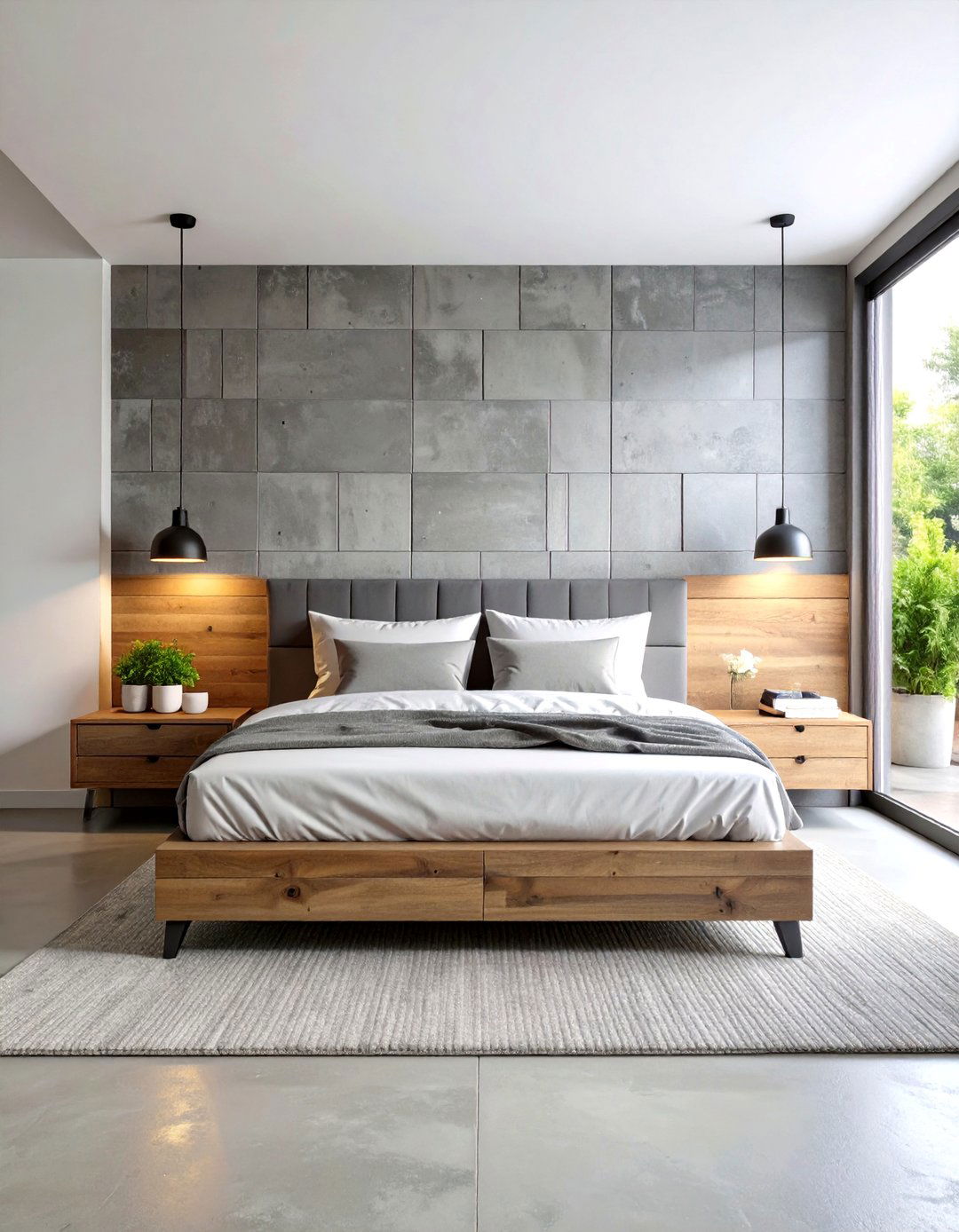 Industrial Bedroom Ideas with Concrete Block Accent Walls - 20 Industrial Bedroom Ideas