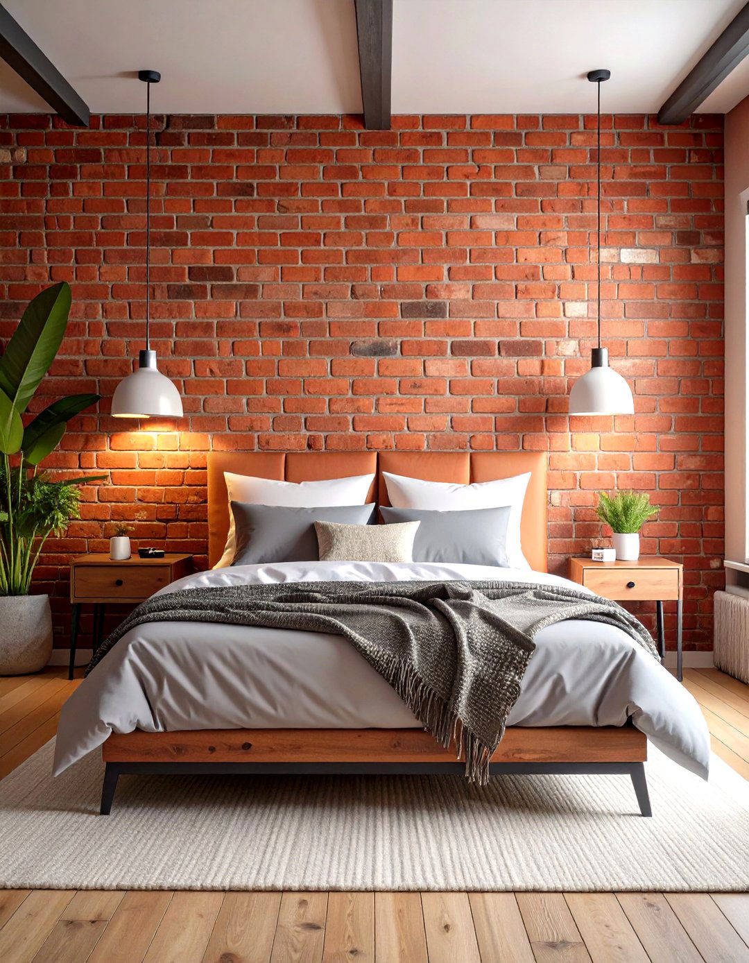 Industrial Bedroom Ideas with Exposed Brick Accent Wall - 20 Industrial Bedroom Ideas