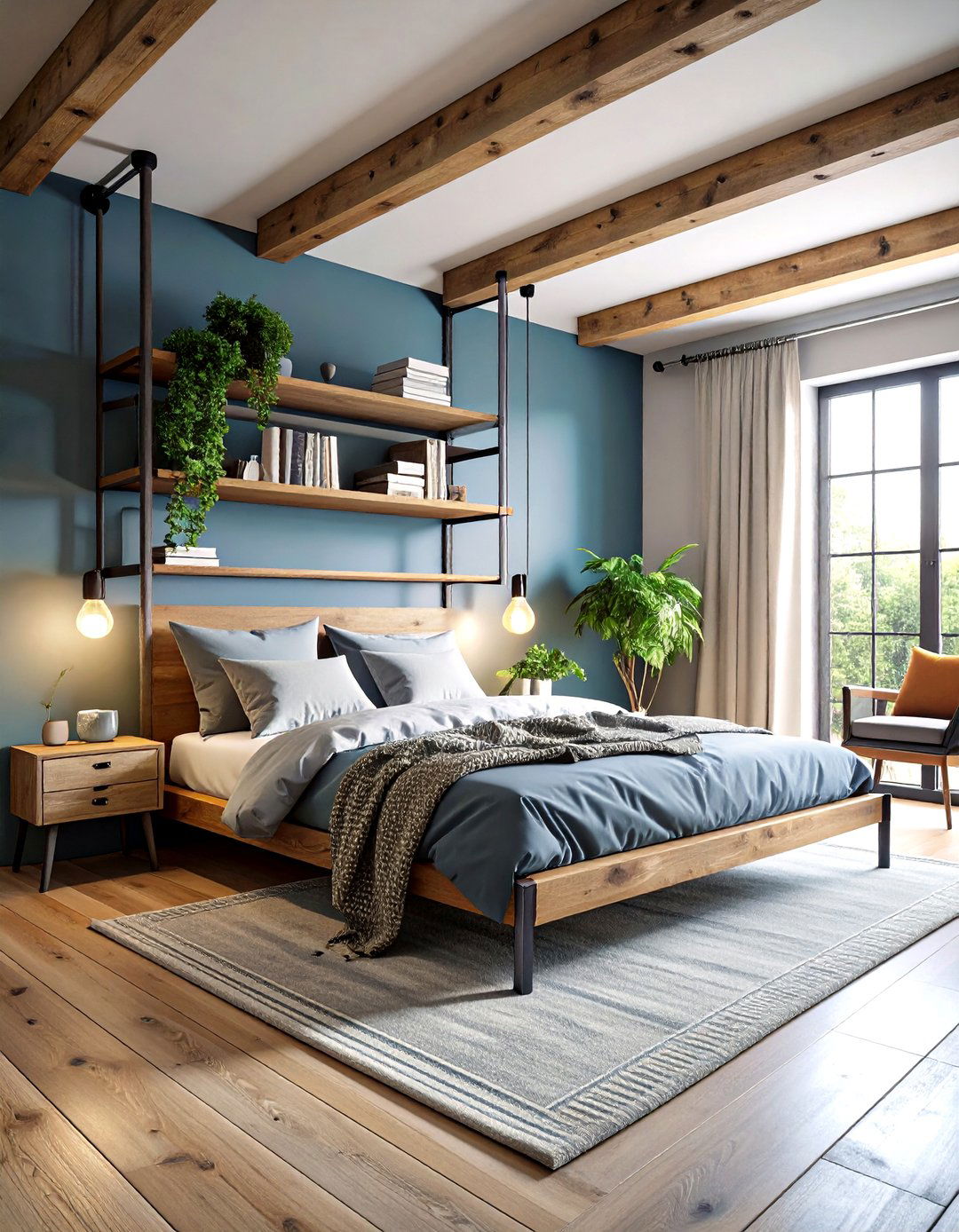 Industrial Bedroom Ideas with Galvanized Pipe Shelving Systems - 20 Industrial Bedroom Ideas