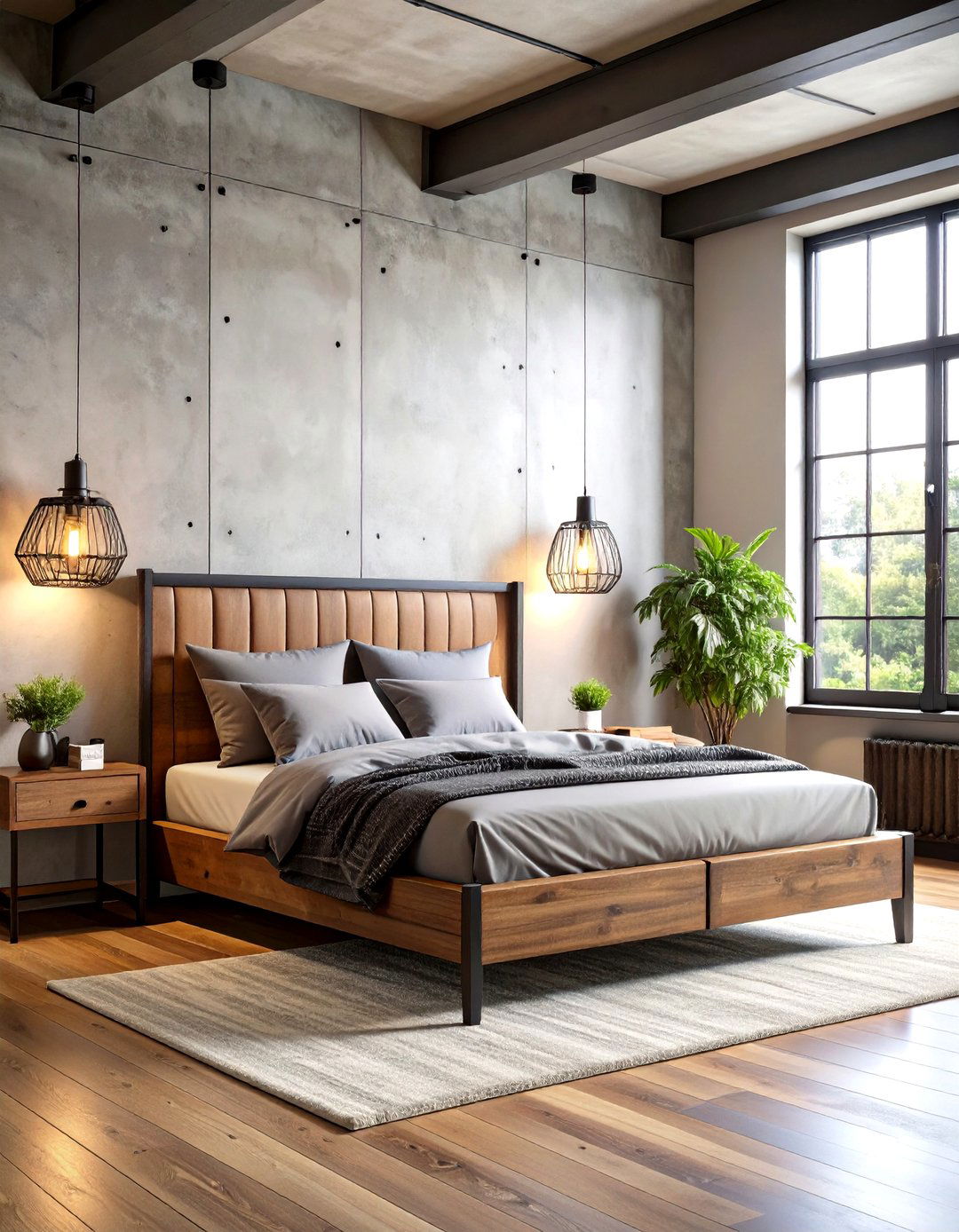 Industrial Bedroom Ideas with Industrial Wall Sconce Lighting - 20 Industrial Bedroom Ideas