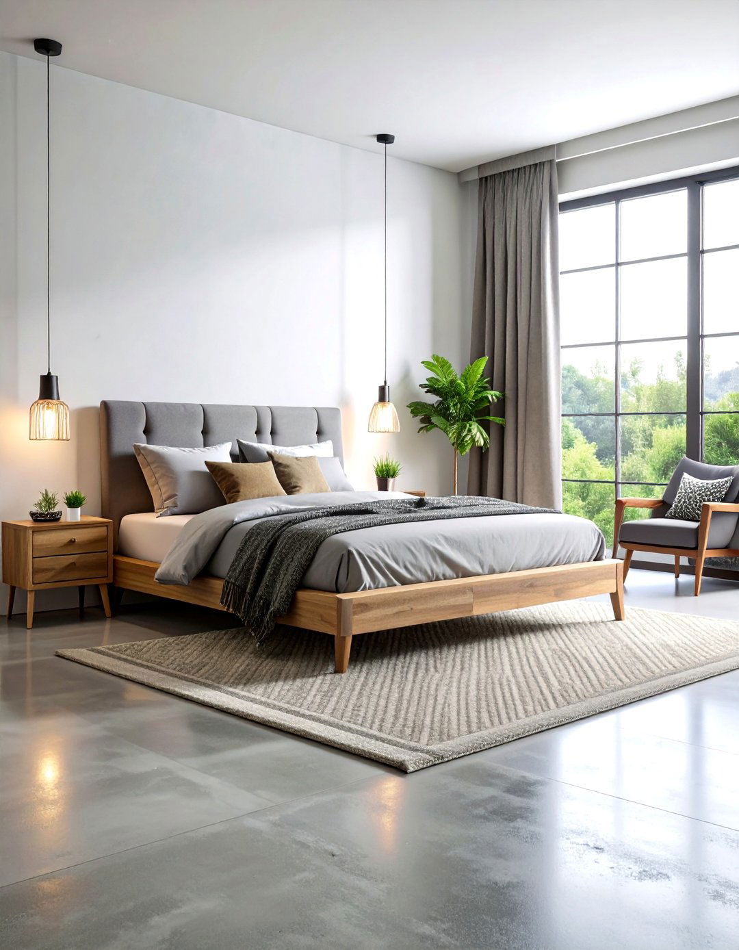 Industrial Bedroom Ideas with Polished Concrete Flooring - 20 Industrial Bedroom Ideas
