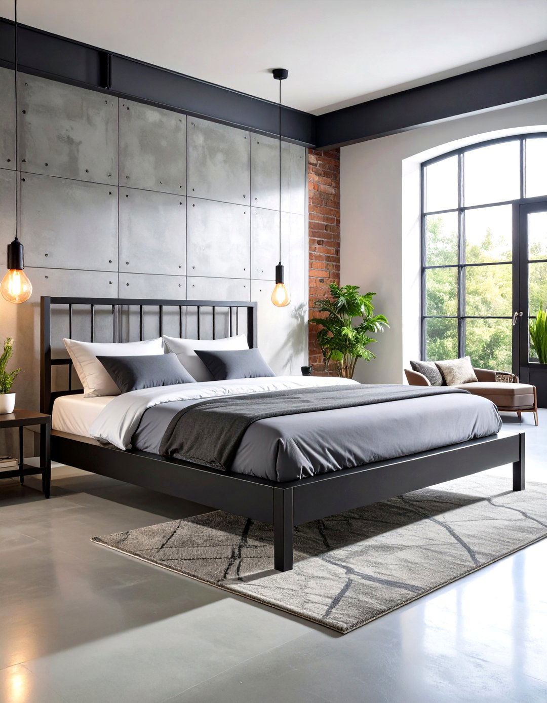 Industrial Bedroom Ideas with Steel Frame Platform Bed Designs - 20 Industrial Bedroom Ideas