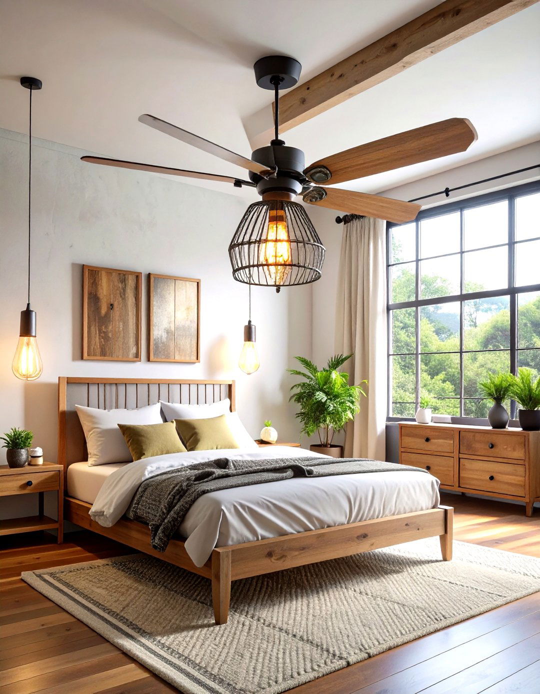 Industrial Bedroom Ideas with Vintage Industrial Ceiling Fans - 20 Industrial Bedroom Ideas