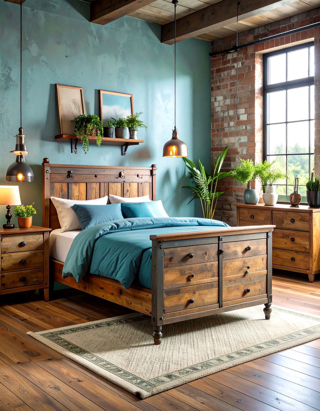 Industrial Bedroom Ideas with Vintage Industrial Dresser Storage - 20 Industrial Bedroom Ideas