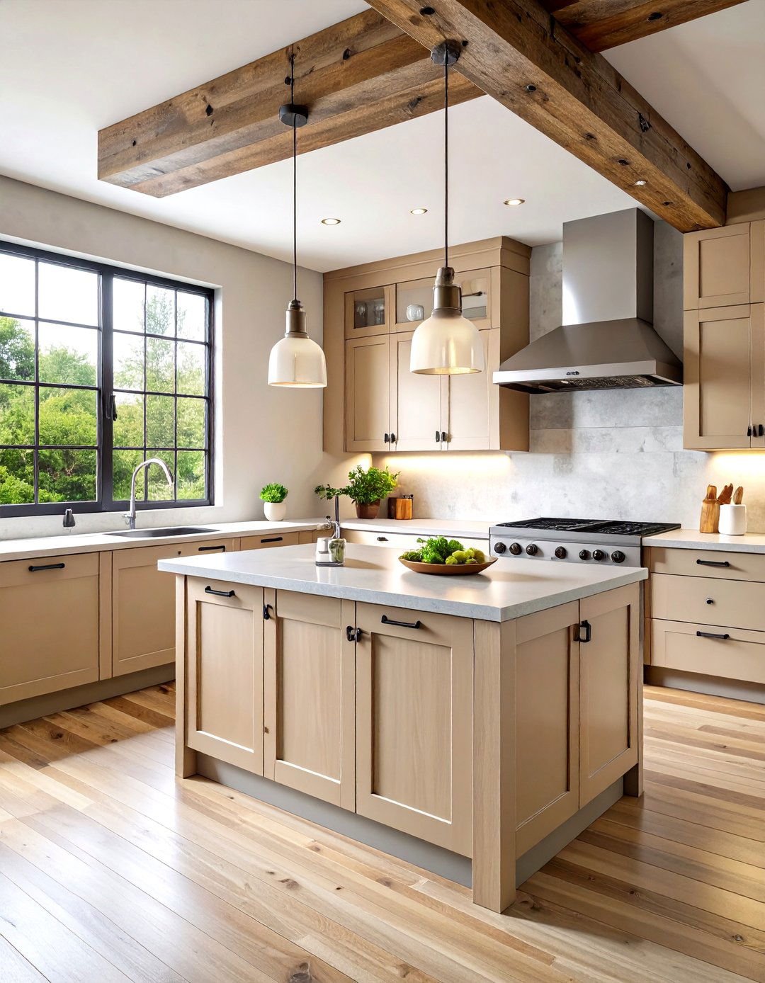 Industrial Beige Kitchen Cabinets with Metal Features - 20 Kitchens With Beige Kitchen Cabinets