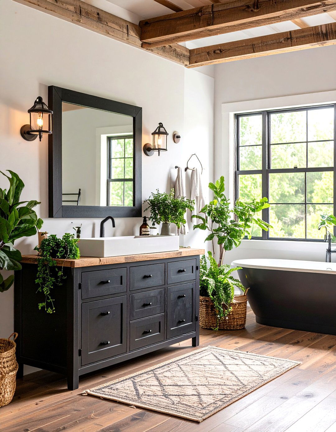 Industrial Black Metal Farmhouse Bathroom Mirrors - 20 Farmhouse Bathroom Mirrors Ideas