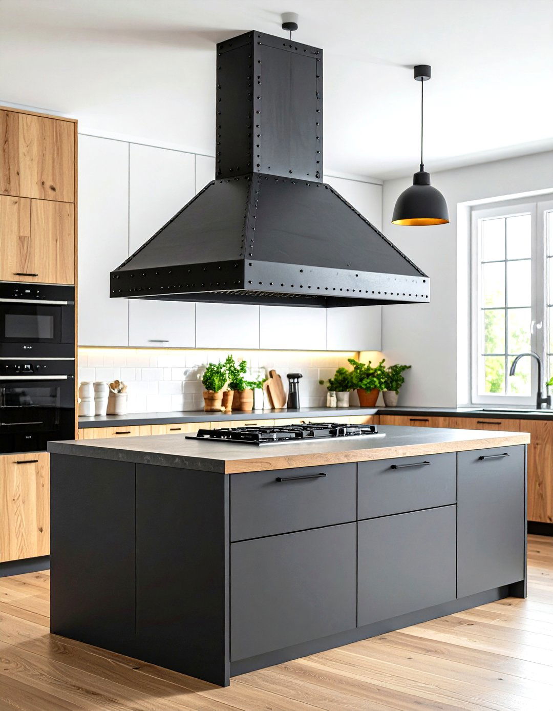 Industrial Blackened Steel Range Hood - 20 Range Hood Ideas