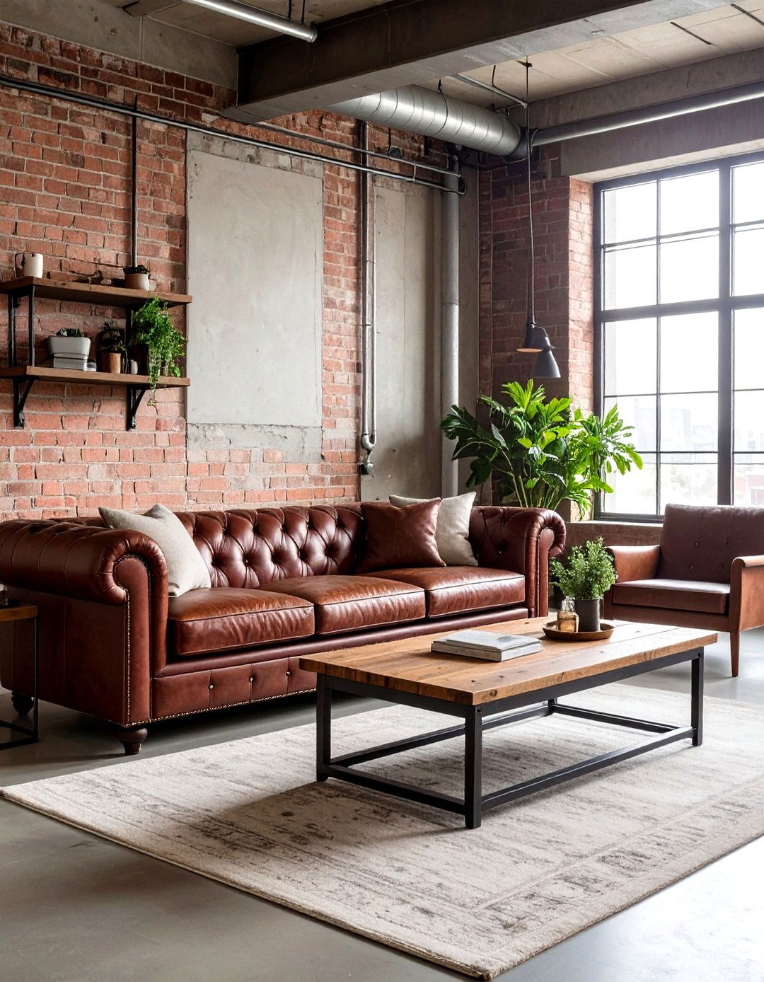 Industrial Burgundy Chic - 20 Burgundy Living Room Ideas