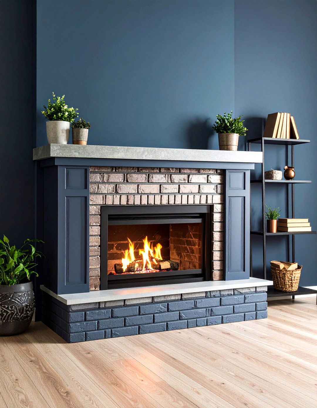 Industrial Charcoal Gray Fireplace Edge - 20 Fireplace Paint Ideas