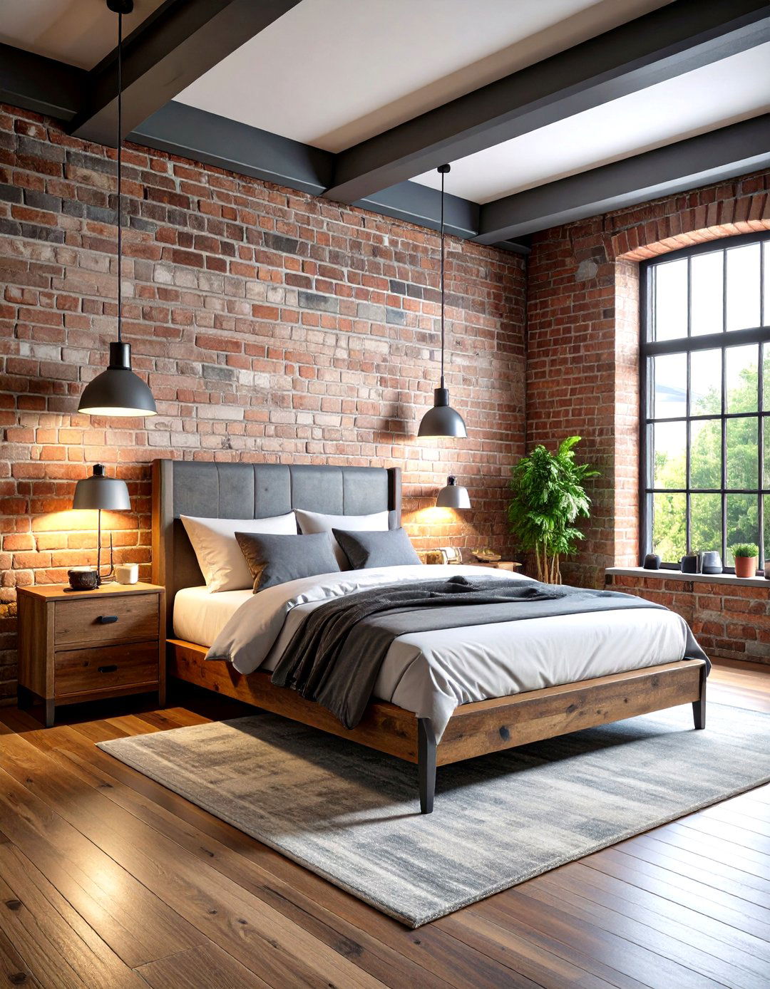 Industrial Chic Grey and White Bedroom with Metal Accents - 20 Grey and White Bedroom Ideas