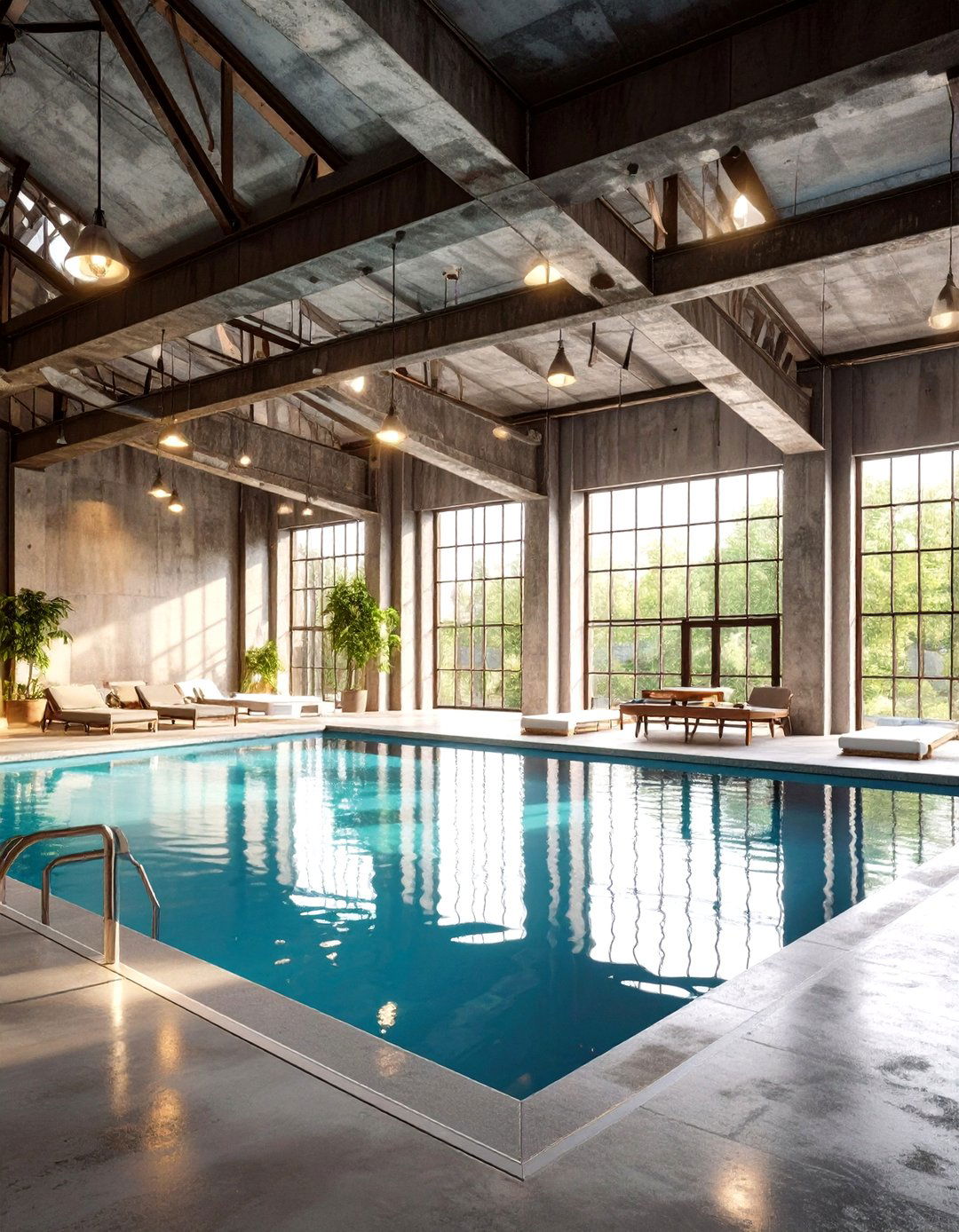 Industrial Chic Indoor Pool Urban Sophistication - 20 Indoor Pool Ideas