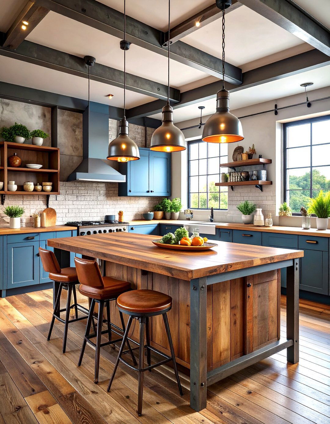 Industrial Chic Kitchen Island Decor with Metal Framework - 20 kitchen island decor ideas