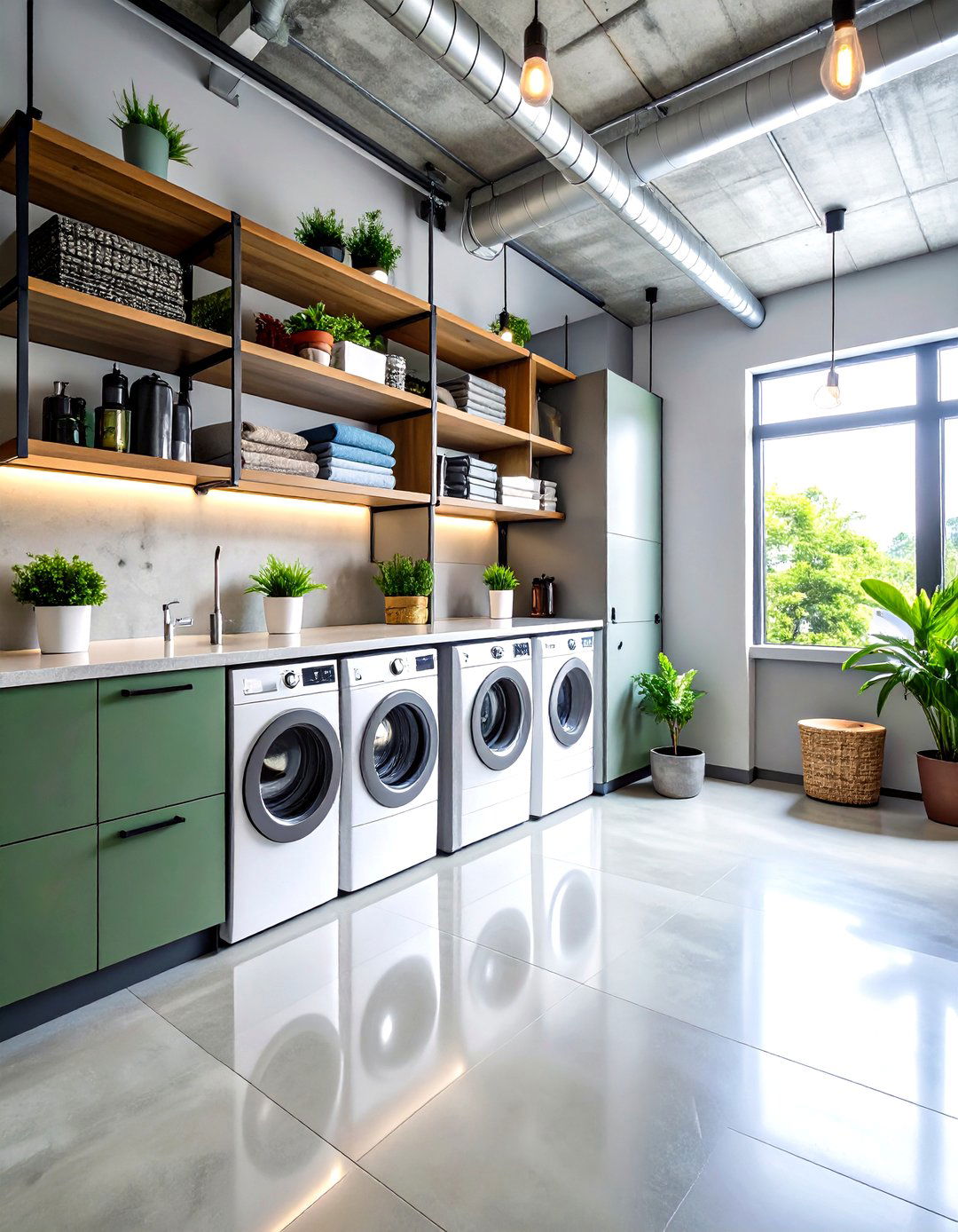 Industrial Chic Laundry Closet with Metal Accents - 20 Laundry Closet Ideas