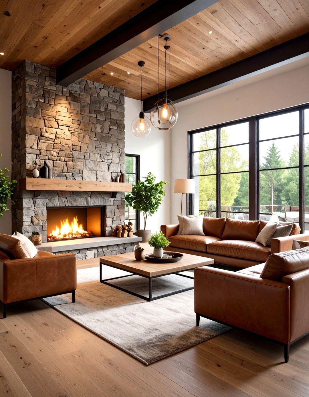 Industrial Chic Log Cabin Living Room - 20 Log Cabin Interior Design Ideas