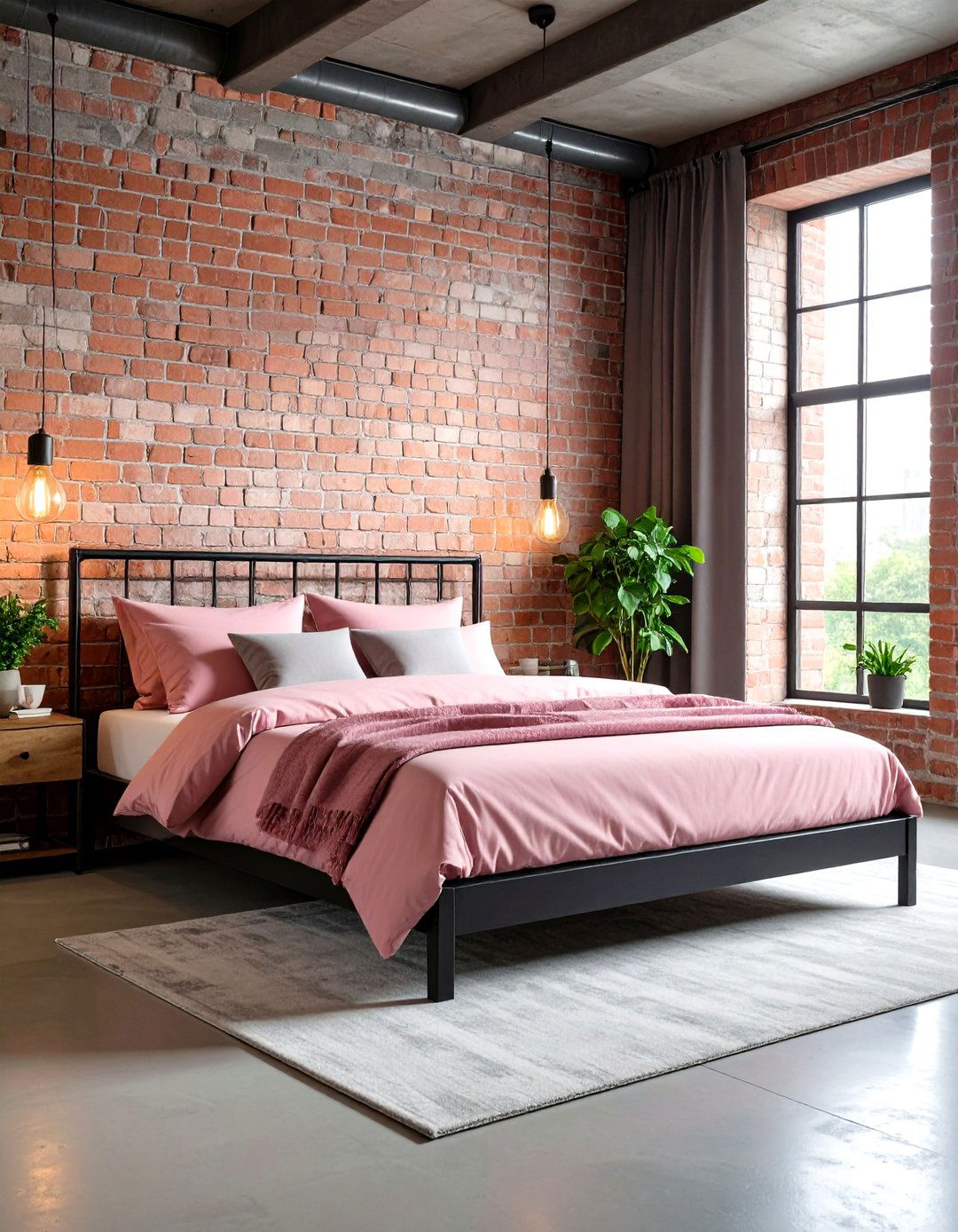 Industrial Chic Pink and Grey Bedroom - 20 Pink and Grey Bedroom Ideas