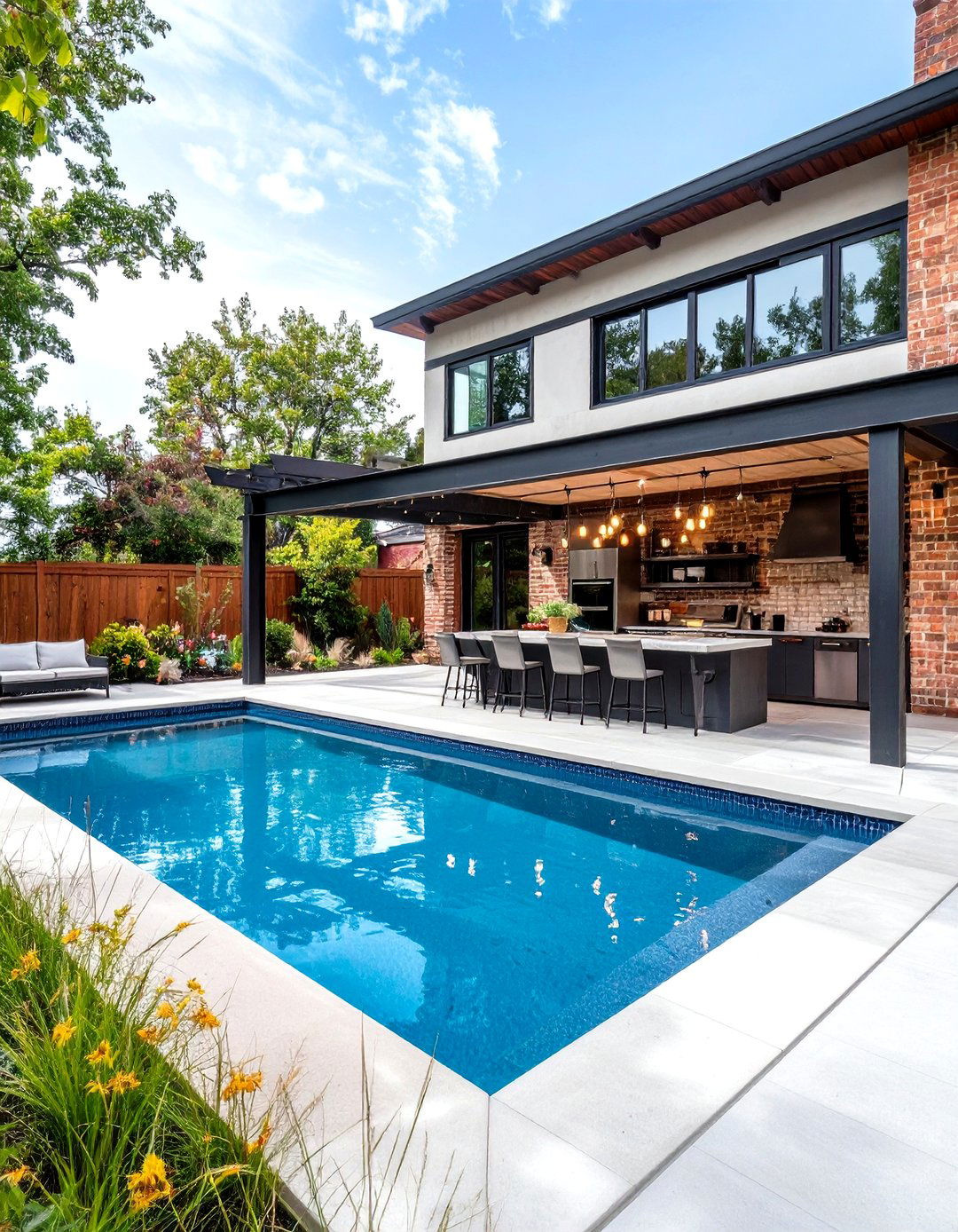 Industrial Chic Pool House With Outdoor Kitchen - 20 Pool House With Outdoor Kitchen Ideas