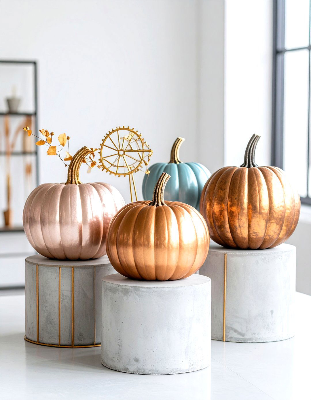 Industrial Chic Pumpkin Decor Arrangement - 20 Pumpkin Decor Ideas