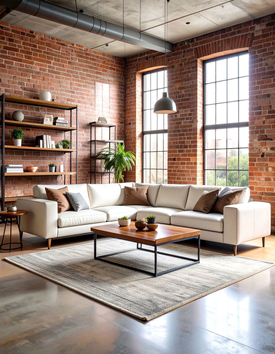 Industrial Chic White Couch Loft - 20 White Couch Living Room Ideas