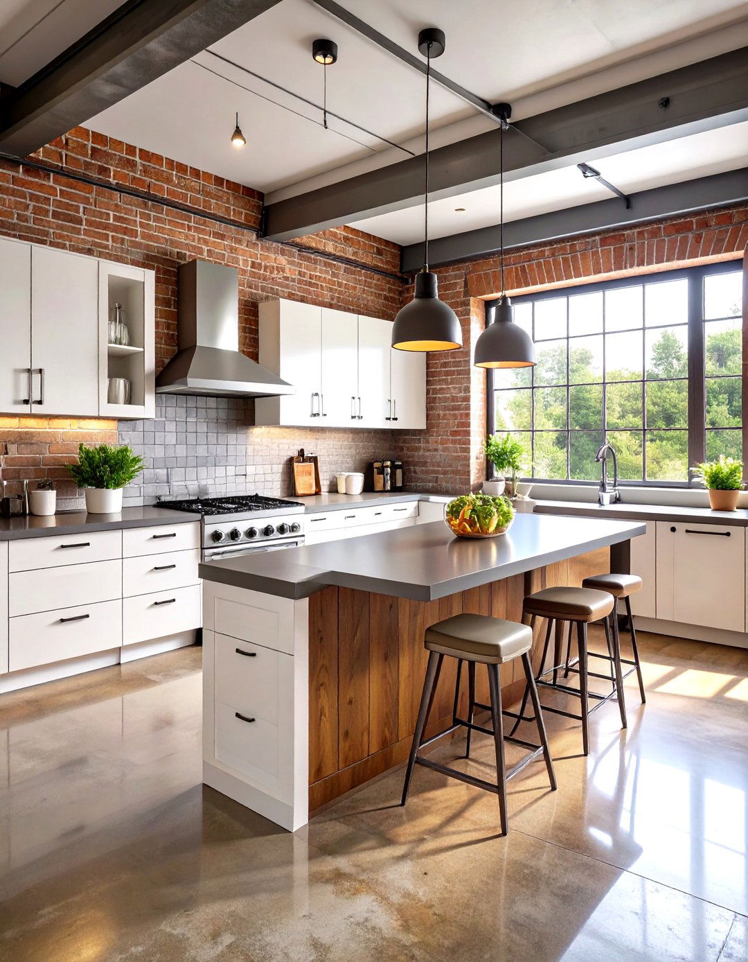 Industrial Chic White Kitchen with Stainless Steel Appliances - 20 White Kitchen with Stainless Steel Appliances Ideas