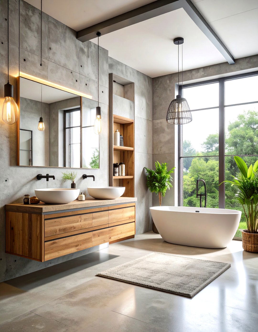 Industrial Concrete Masculine Bathroom - 20 Masculine Bathroom Ideas