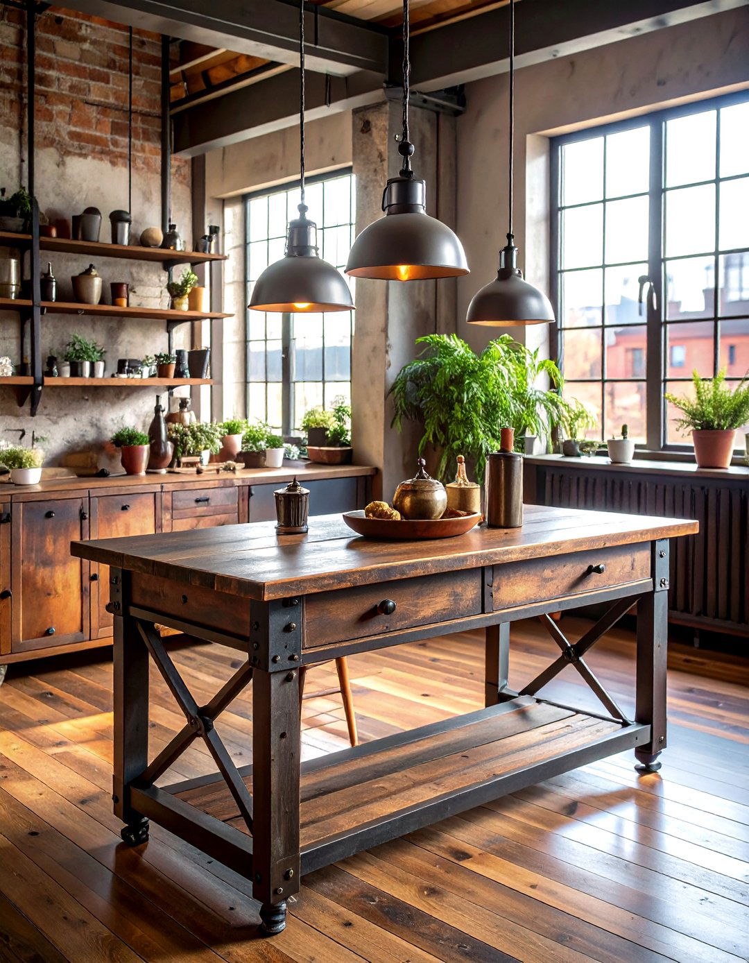 Industrial Console Table with Metal and Raw Materials - 20 Console Table Decor Ideas