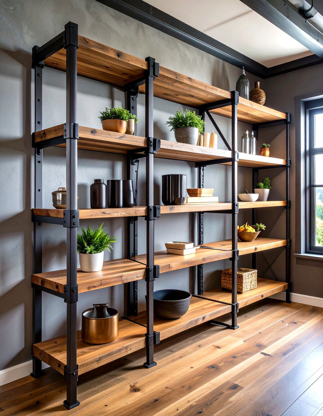 Industrial Corner Shelf With Pipe Framework - 20 Corner Shelf Ideas