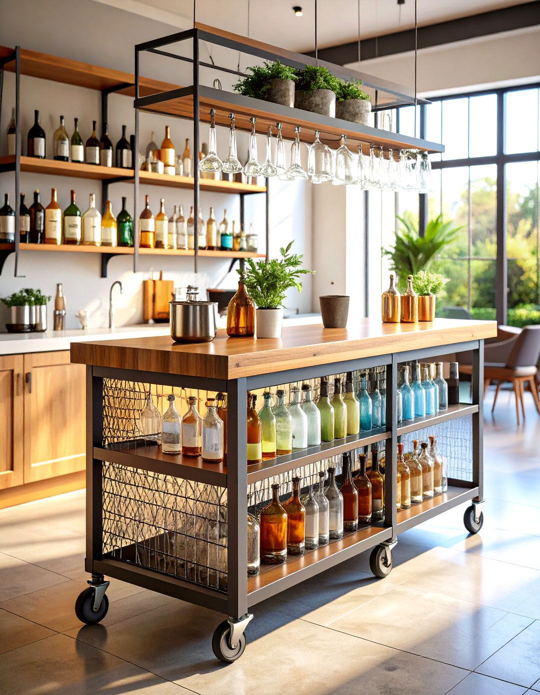 Industrial Decor Metal Bar Carts - 20 Industrial Decor Ideas