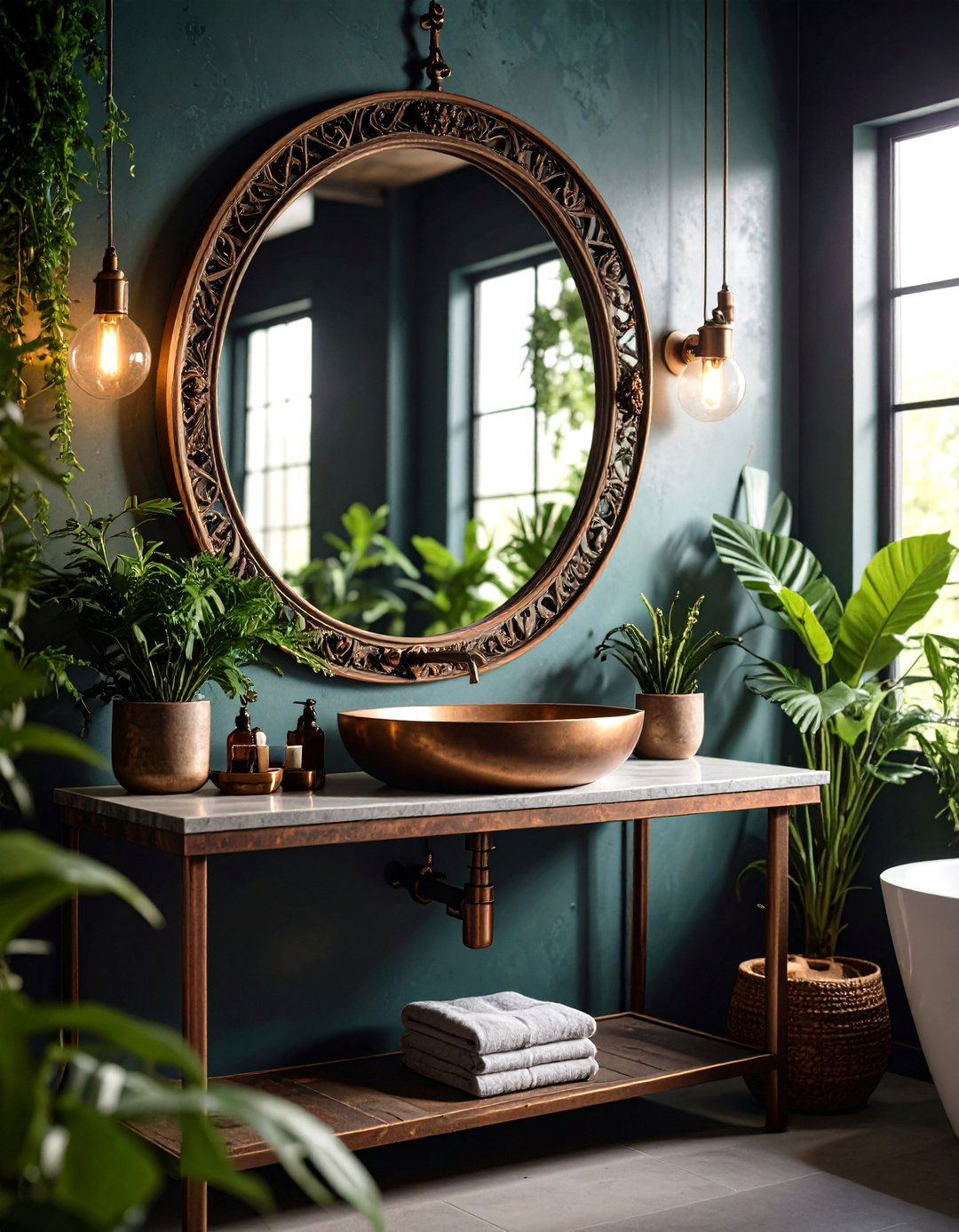 Industrial Decor Metal Frame Mirrors - 20 Industrial Decor Ideas