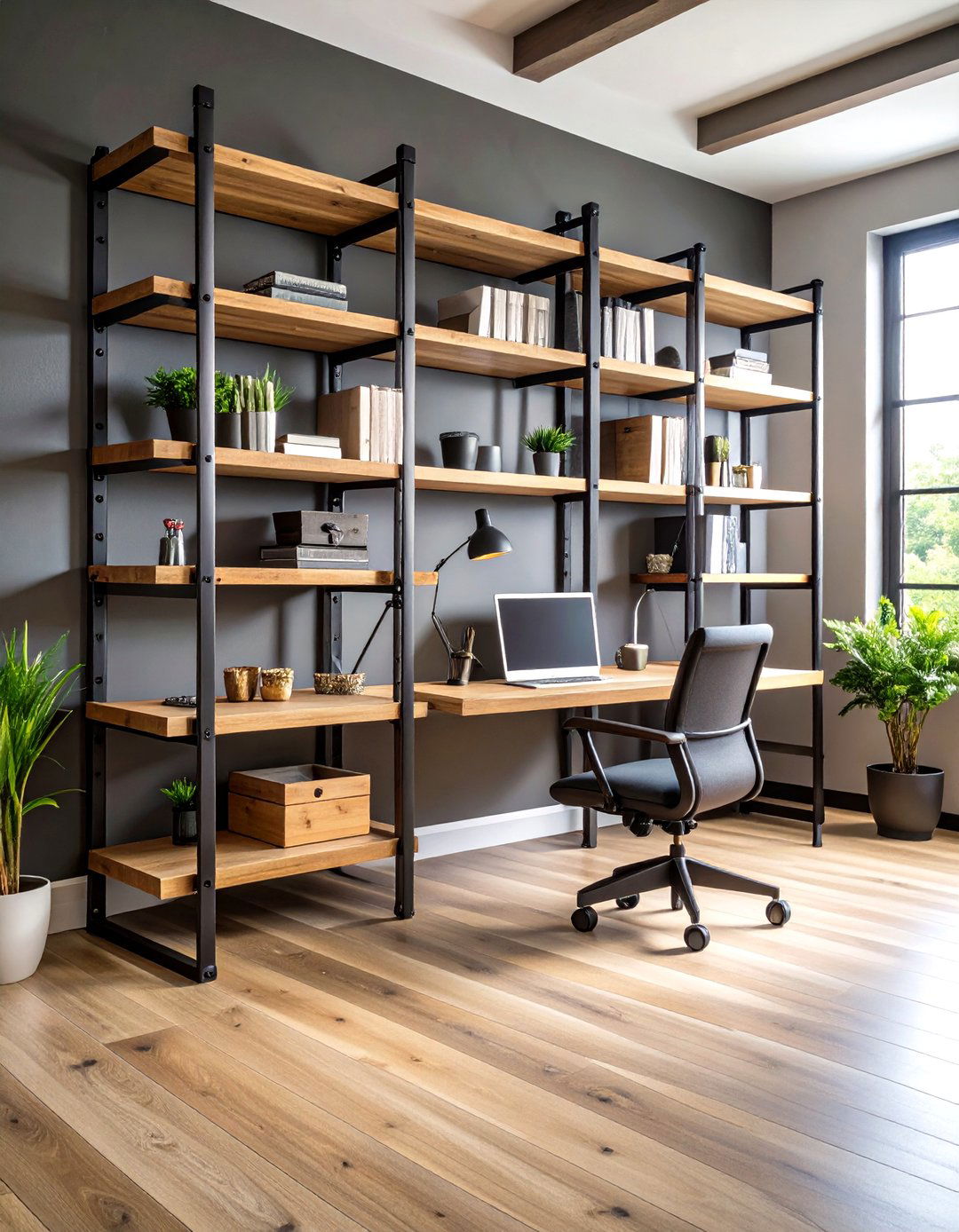 Industrial Decor Steel Pipe Shelving - 20 Industrial Decor Ideas