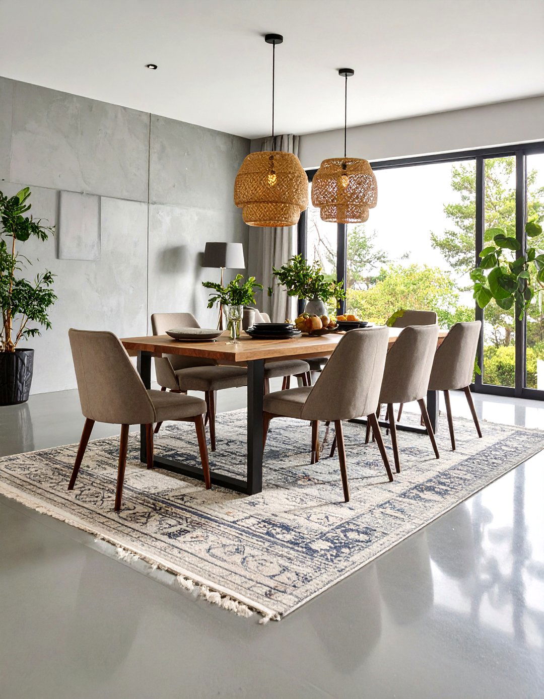 Industrial Dining Room with Concrete Floor Design - 20 Industrial Dining Room Ideas