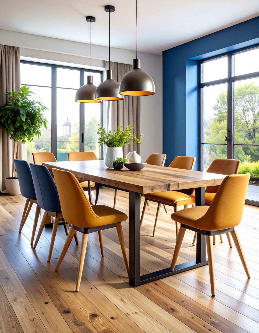 Industrial Dining Room with Reclaimed Wood and Steel Table - 20 Industrial Dining Room Ideas