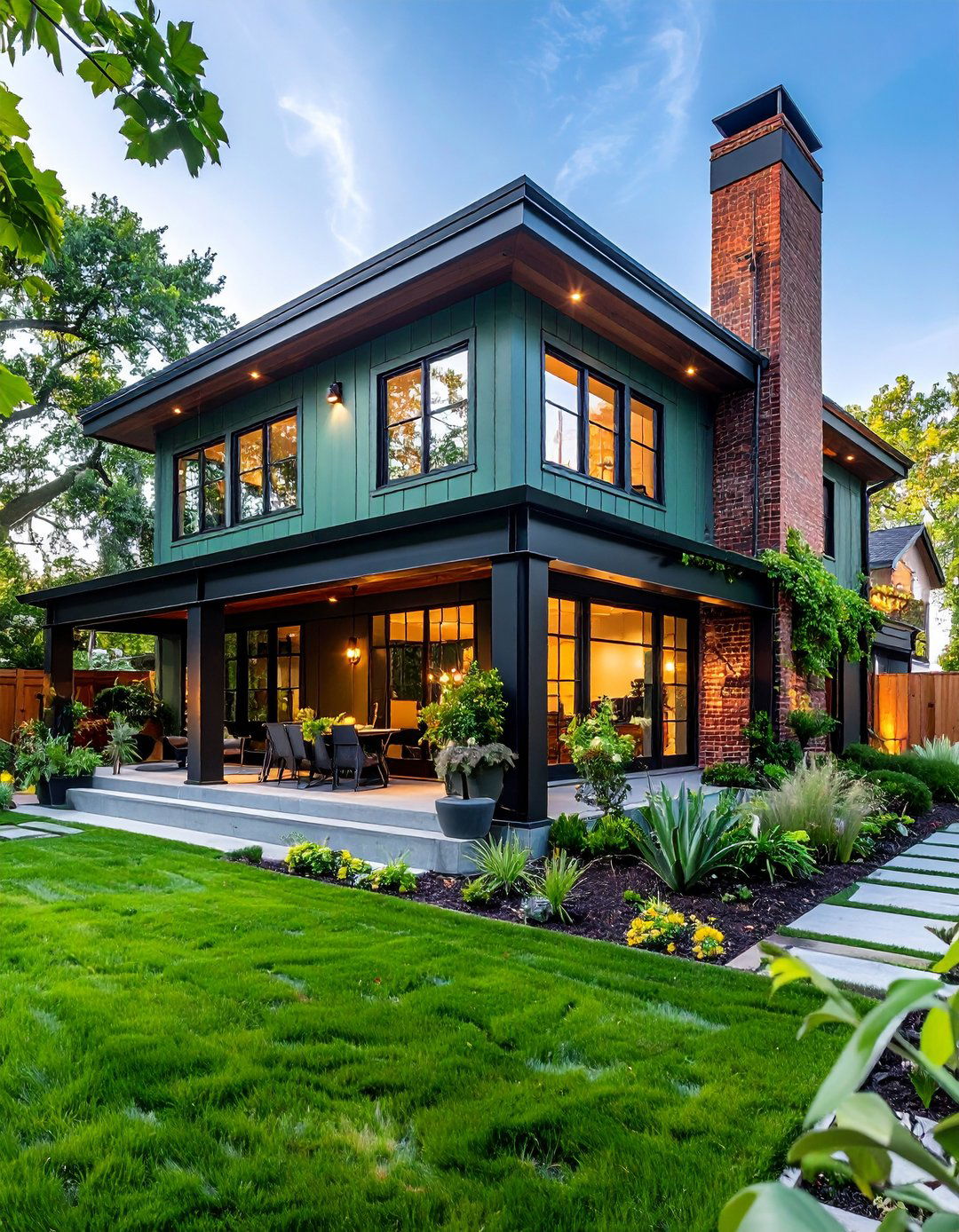 Industrial Edges - 20 Sage Green Painted Brick House Ideas