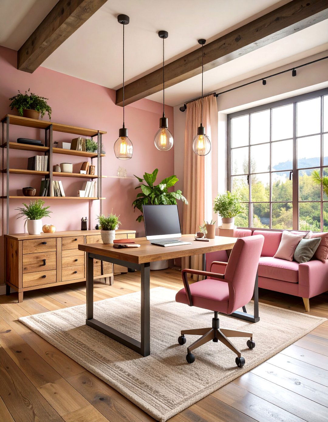 Industrial Feminine Home Office - 20 Home Office Ideas for Her