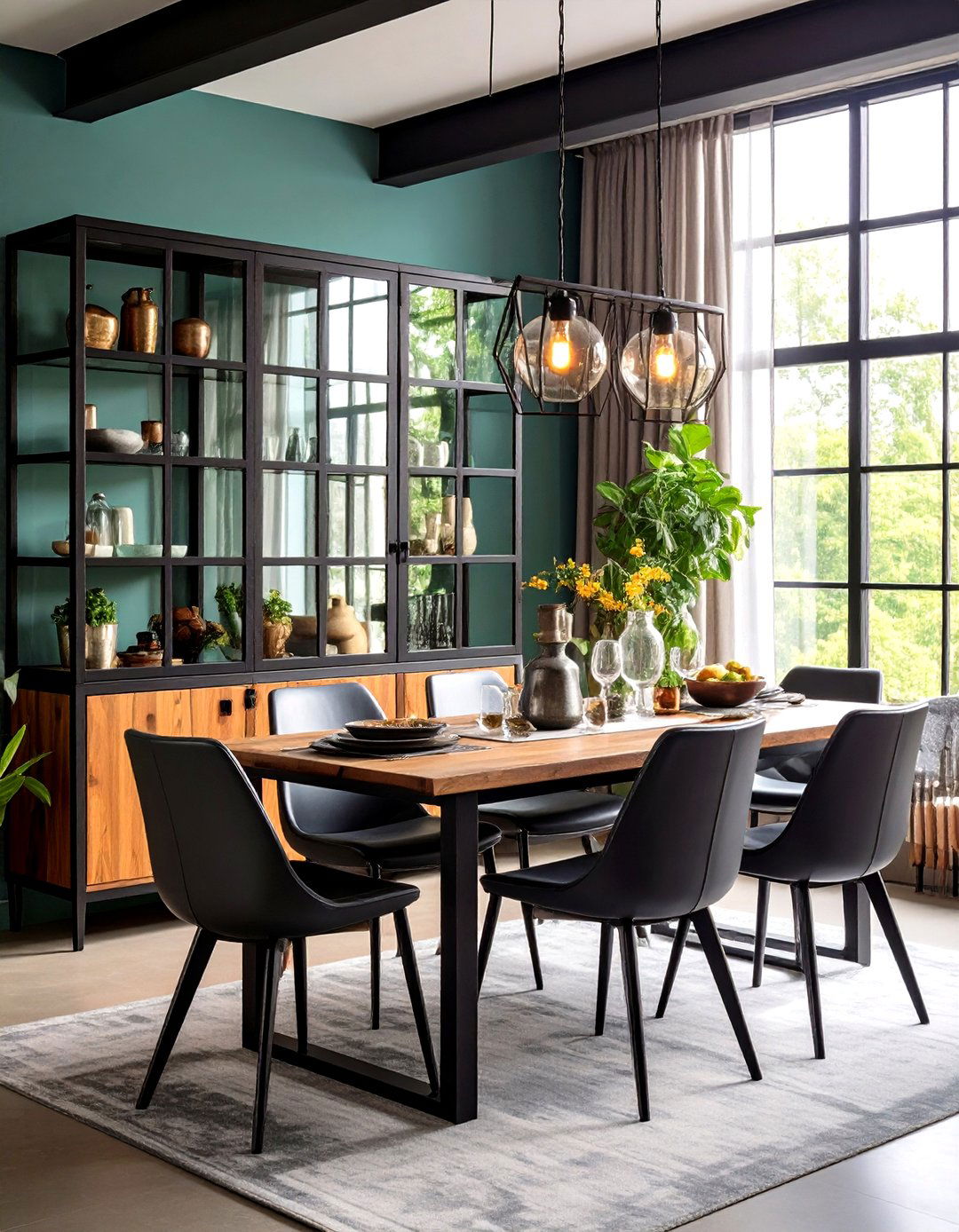 Industrial Glass and Metal Dining Room Hutch - 20 Dining Room Hutch Ideas