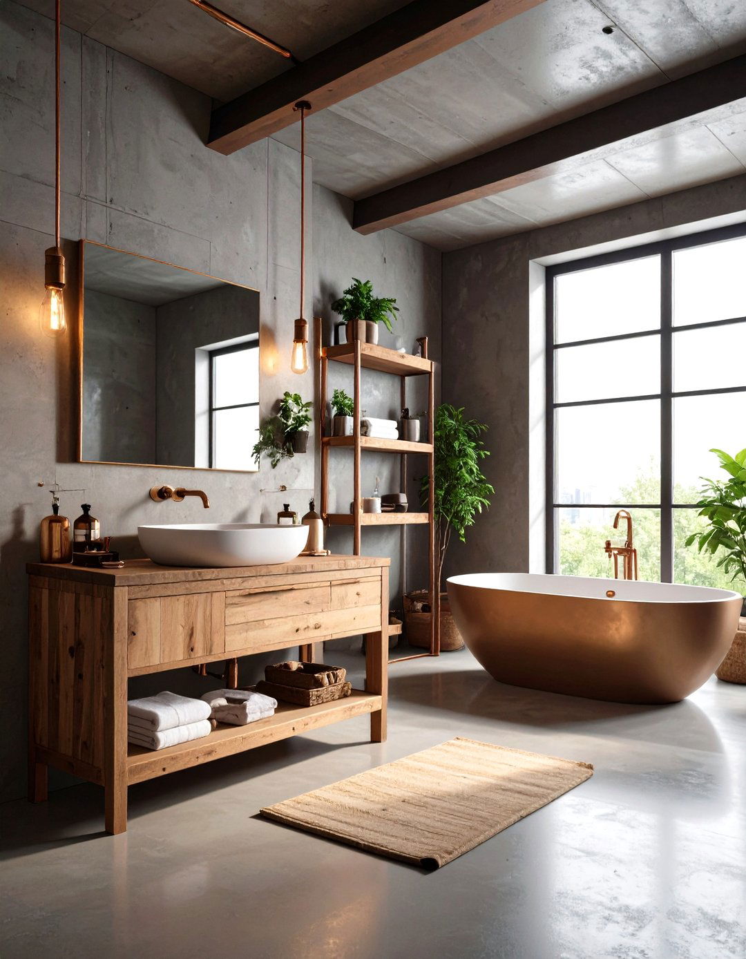 Industrial Gold Bathroom Edge - 20 Gold Bathroom Ideas