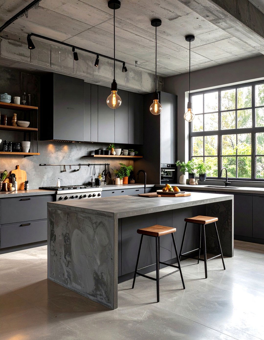 Industrial Gray Kitchen with Concrete Flair - 20 Gray Kitchens