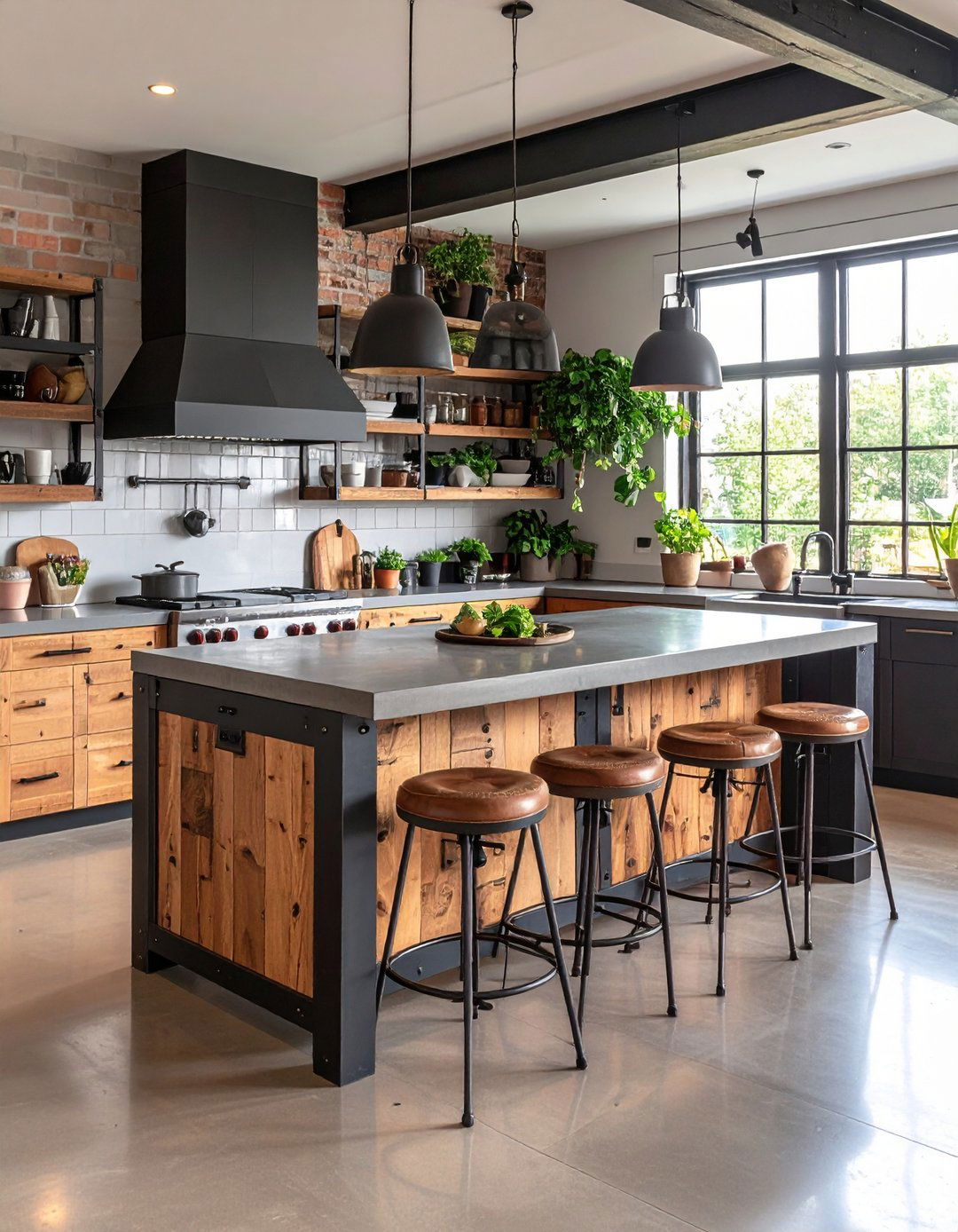 Industrial Kitchen Island with Metal and Wood Combination - 20 Kitchen Island Ideas With Seating
