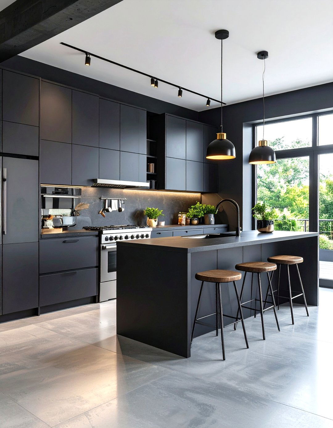 Industrial Kitchen with Dark Color Palette - 20 Industrial Kitchen Ideas