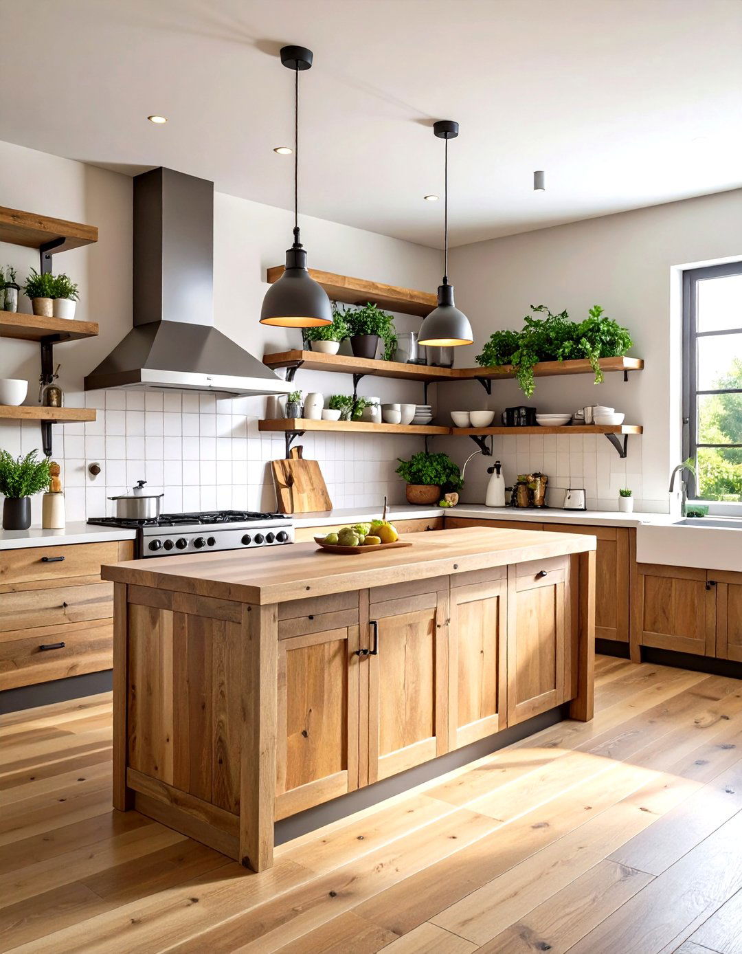 Industrial Kitchen with Reclaimed Wood Elements - 20 Industrial Kitchen Ideas