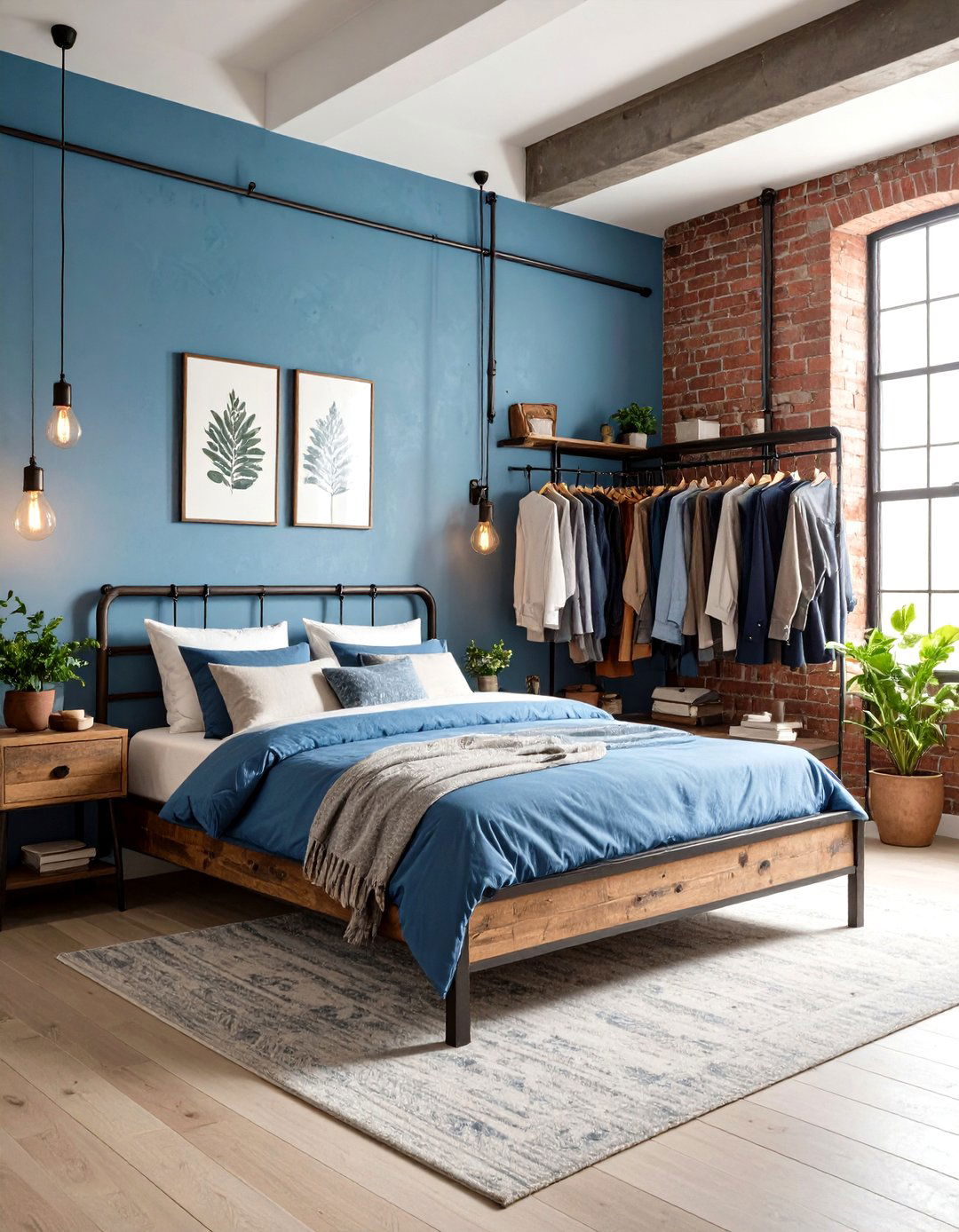 Industrial Light Blue Bedroom Loft - 20 Light Blue Bedroom Ideas