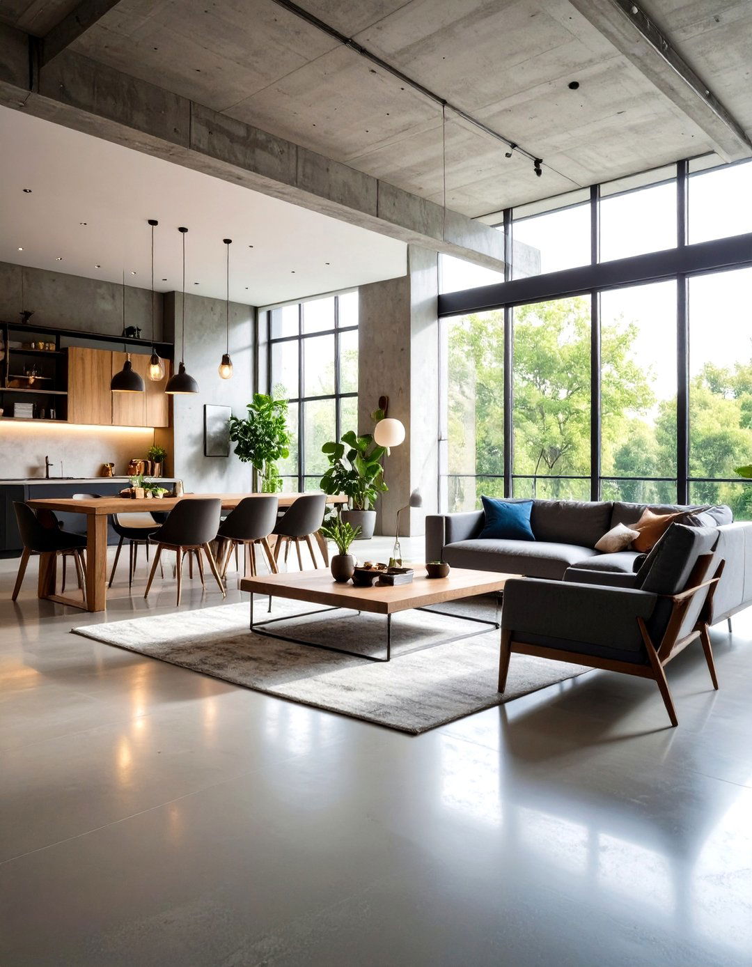 Industrial Living Room Concrete Floor and Surface Design - 20 Industrial Living Room Ideas