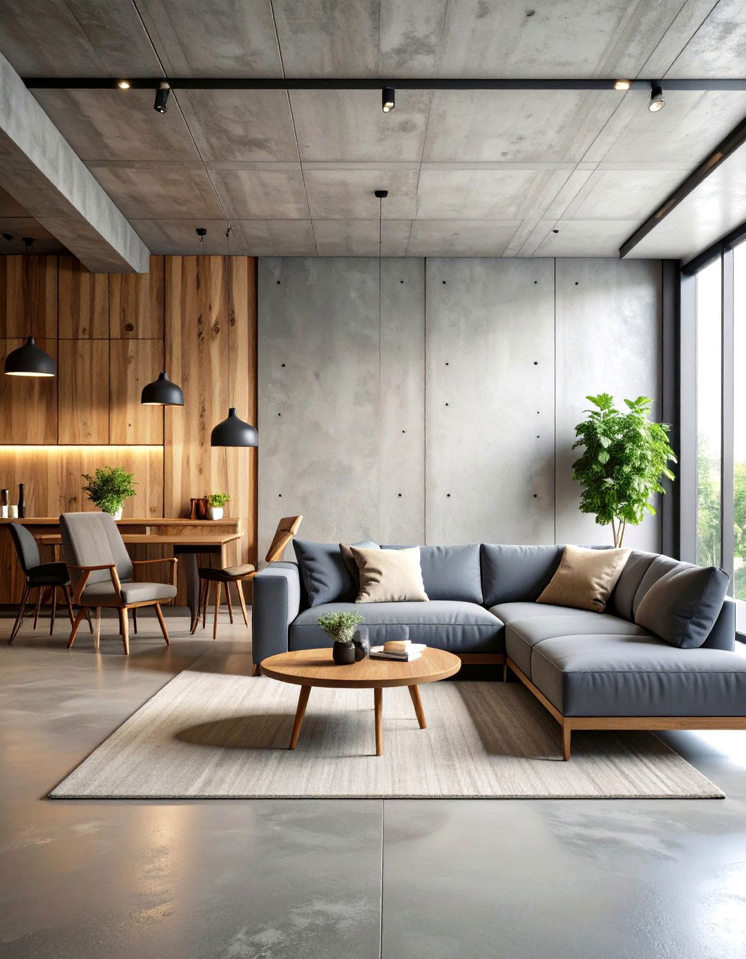 Industrial Living Room Concrete Wall Panel Installation - 20 Industrial Living Room Ideas