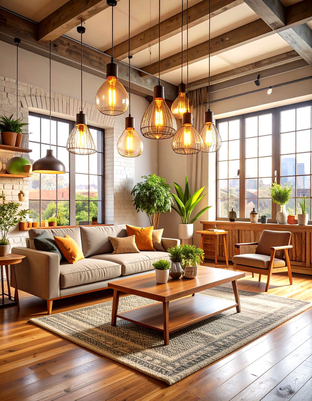 Industrial Living Room Edison Bulb Lighting Fixtures - 20 Industrial Living Room Ideas