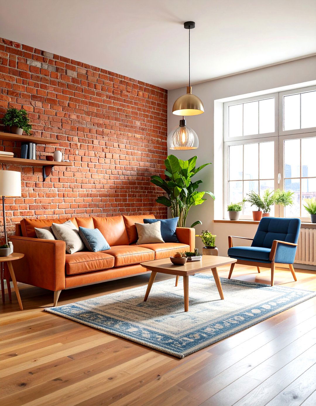 Industrial Living Room Exposed Brick Wall Feature - 20 Industrial Living Room Ideas