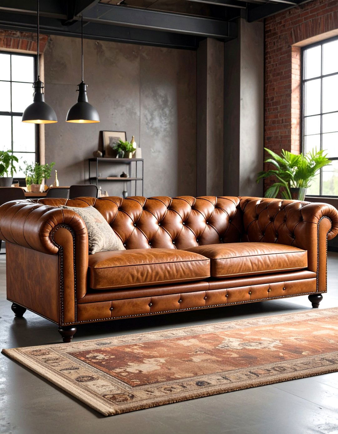 Industrial Living Room Leather Furniture with Metal Frames - 20 Industrial Living Room Ideas