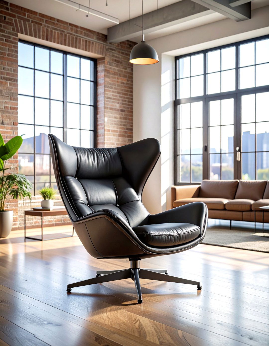 Industrial Living Room Metal and Leather Lounge Chair Accent - 20 Industrial Living Room Ideas